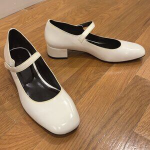 Never worn By Far Ginny White Patent Leather Mary Janes Size 37 US 7